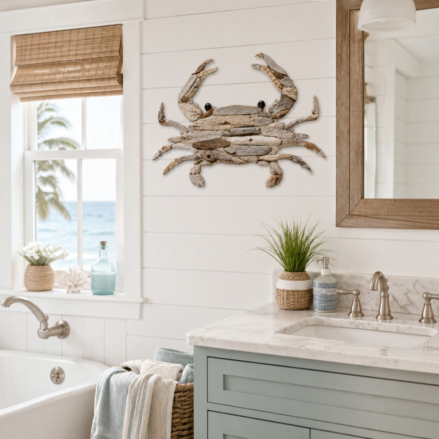 Driftwood Crab Wall Art – Coastal PVC Wall Decor for Indoor & Outdoor Use