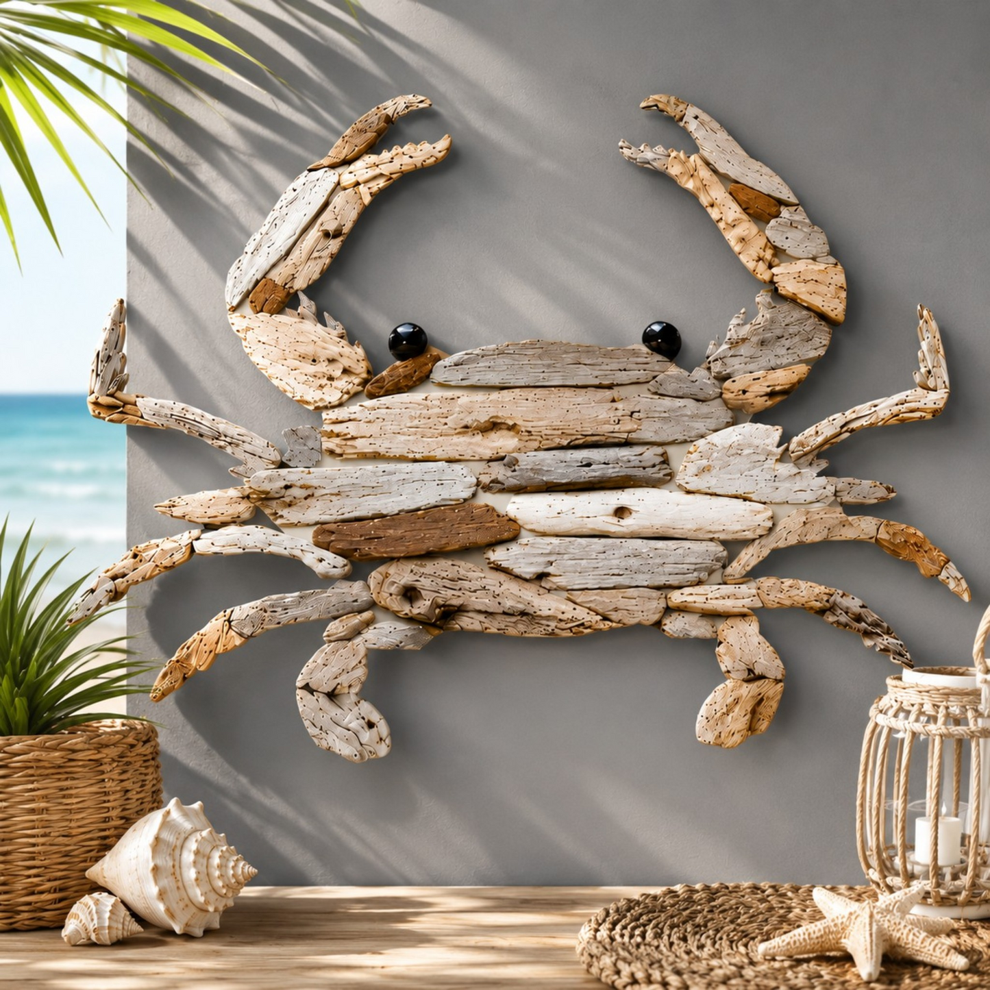 Driftwood Crab Wall Art – Coastal PVC Wall Decor for Indoor & Outdoor Use