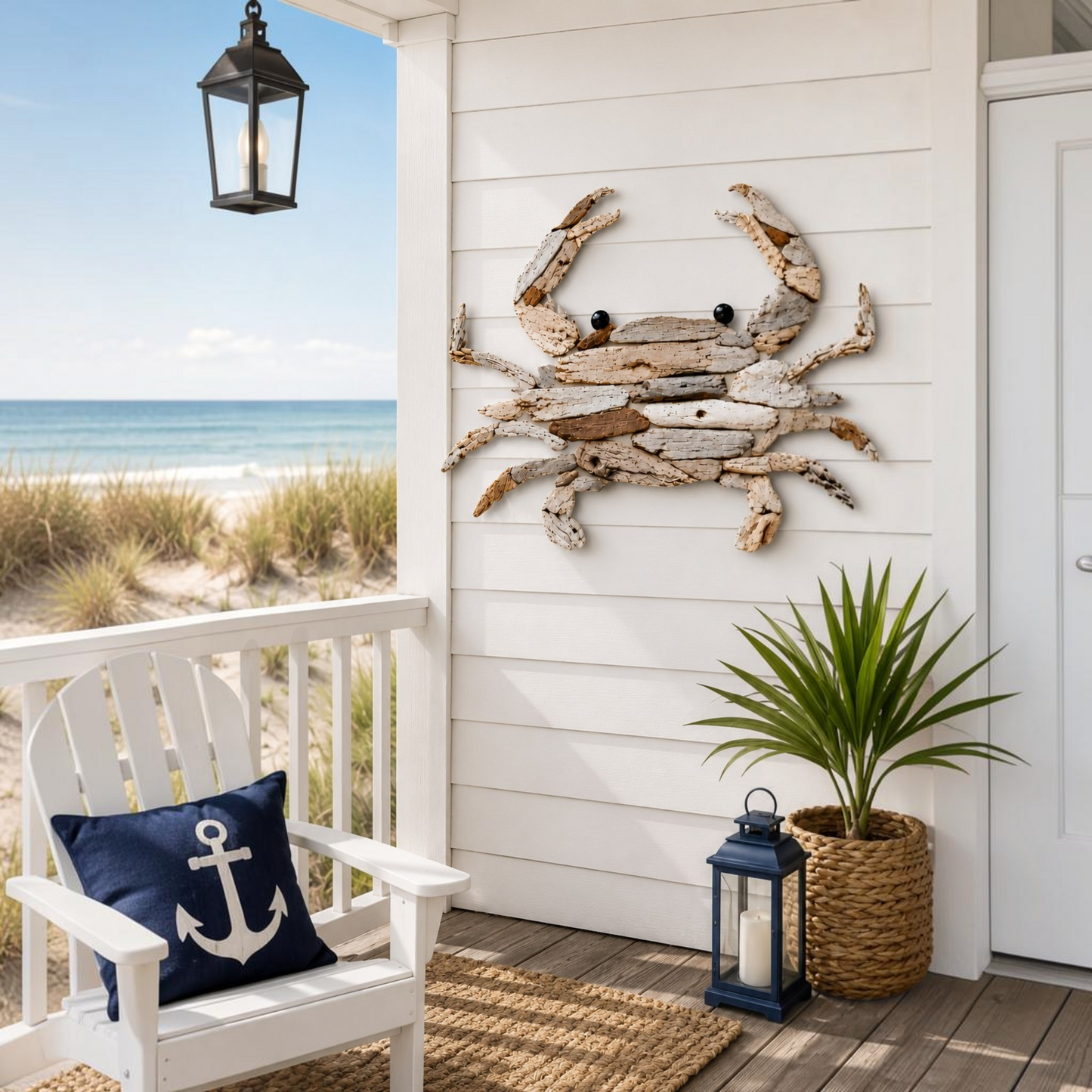 Driftwood Crab Wall Art – Coastal PVC Wall Decor for Indoor & Outdoor Use