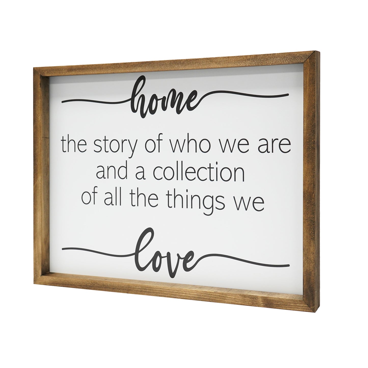 JennyGems Home the Story Of Who We Are and a Collection Of All the Things We Love Framed Wooden Sign, Family Wall Decor, 16 x 20, Farmhouse Love Sign