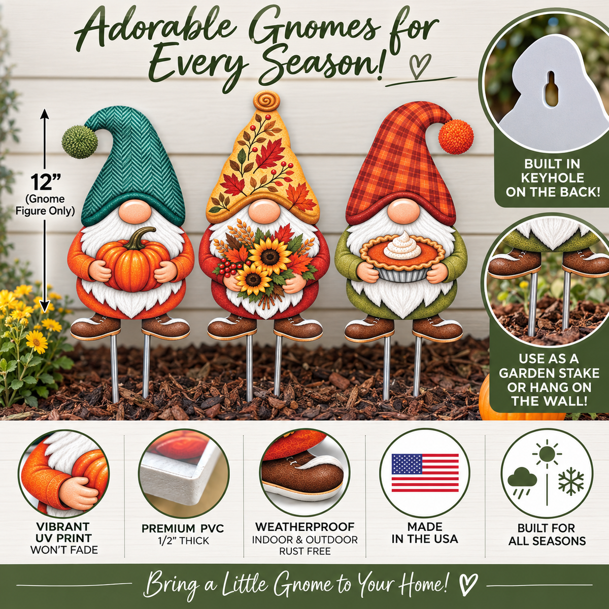 3 Gnome Set Yard Signs and Wall Hangings
