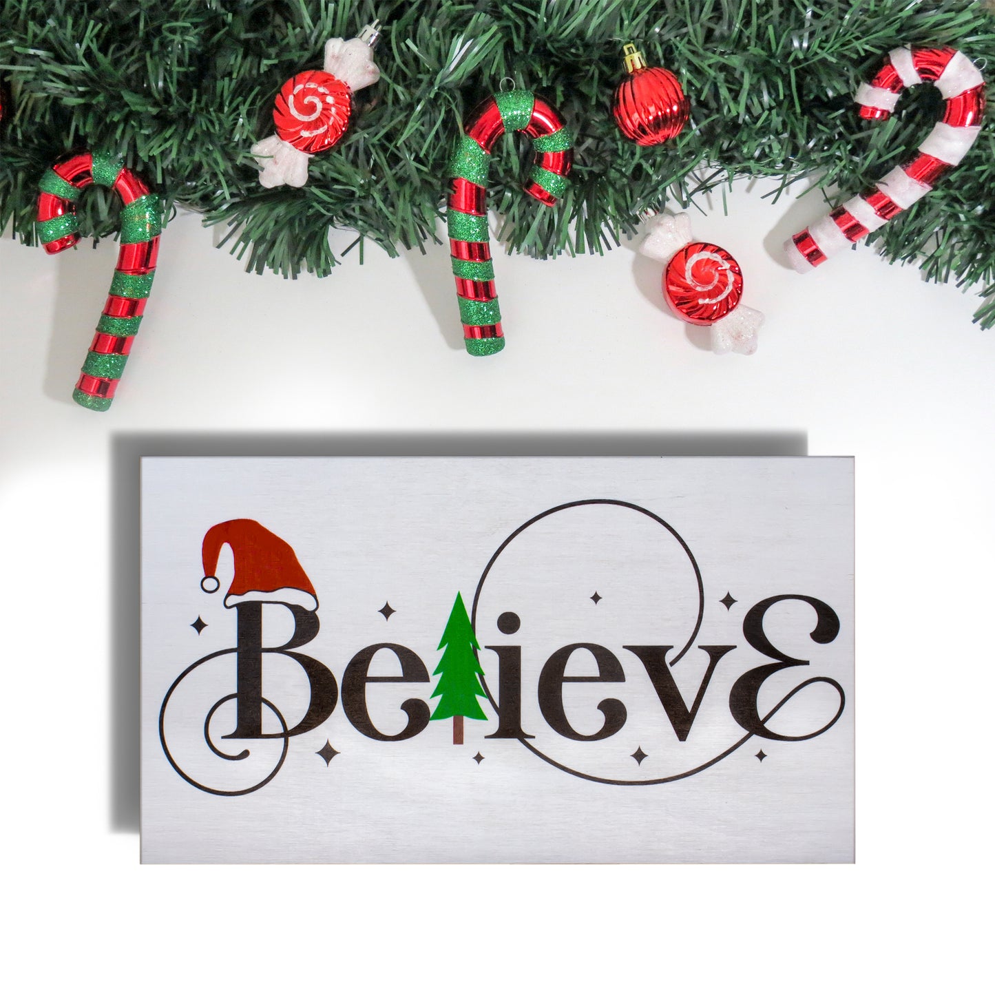 Christmas Decorations, Christmas Decor, Believe Wood Standing and Wall Decor Sign, Holiday Decor for Christmas, Holiday Gifts