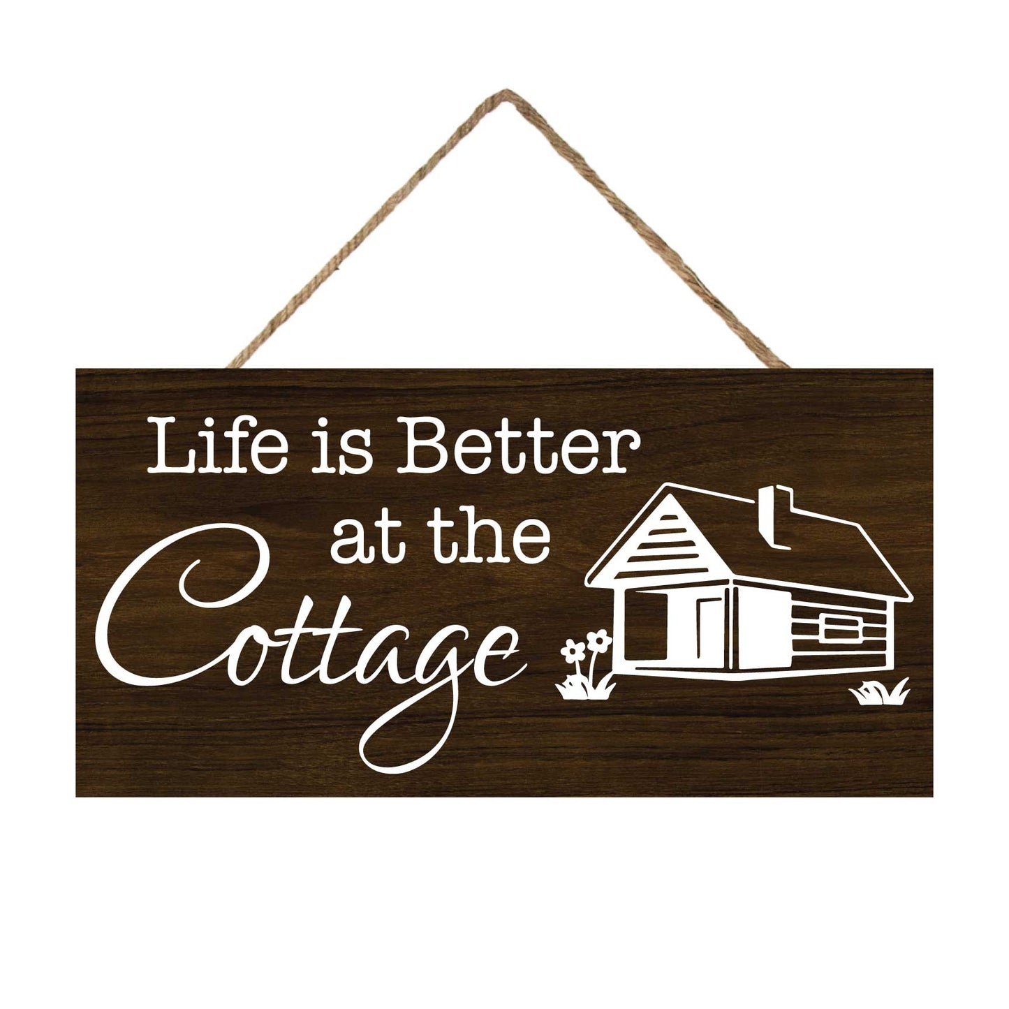JennyGems Life is Better at the Cottage - Wood Rustic Decorative Sign, Cottage Wall Art, Cottage Sign, Cottage Gift, Cottage Decor