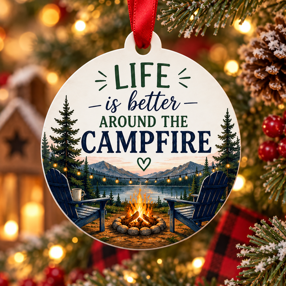 Life is Better Around the Campfire - Camping Christmas Ornament