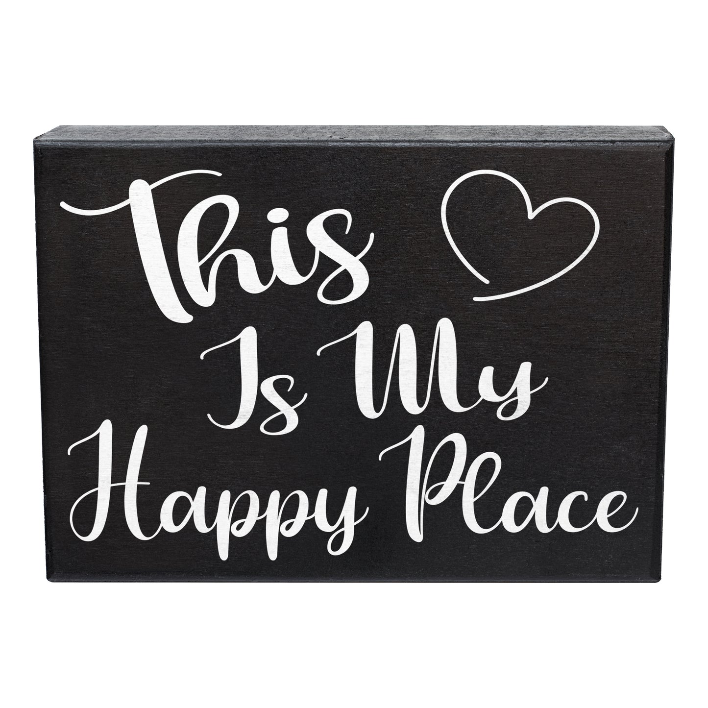 JennyGems Happy Place Gift Sign Plaque, 8x6 Inch Wood Wall Art, Housewarming Gifts, Birthday Gifts for Women, Inspirational Farmhouse Home Decor for Kitchen, Living Room, Bedroom