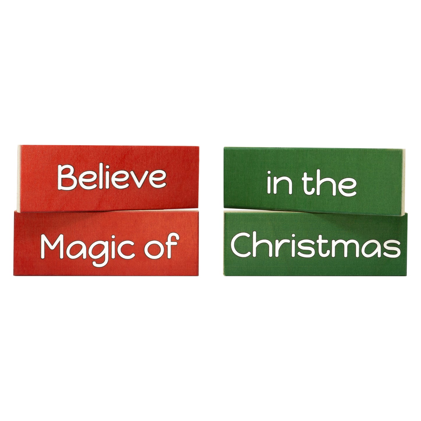 JennyGems Christmas Decorations Tiered Tray Decor, 4 Pieces Wooden Mini Christmas Blocks, Believe in the Magic of Christmas Wood Signs, Christmas Decor, Holiday Decor, Christmas Farmhouse Decorations