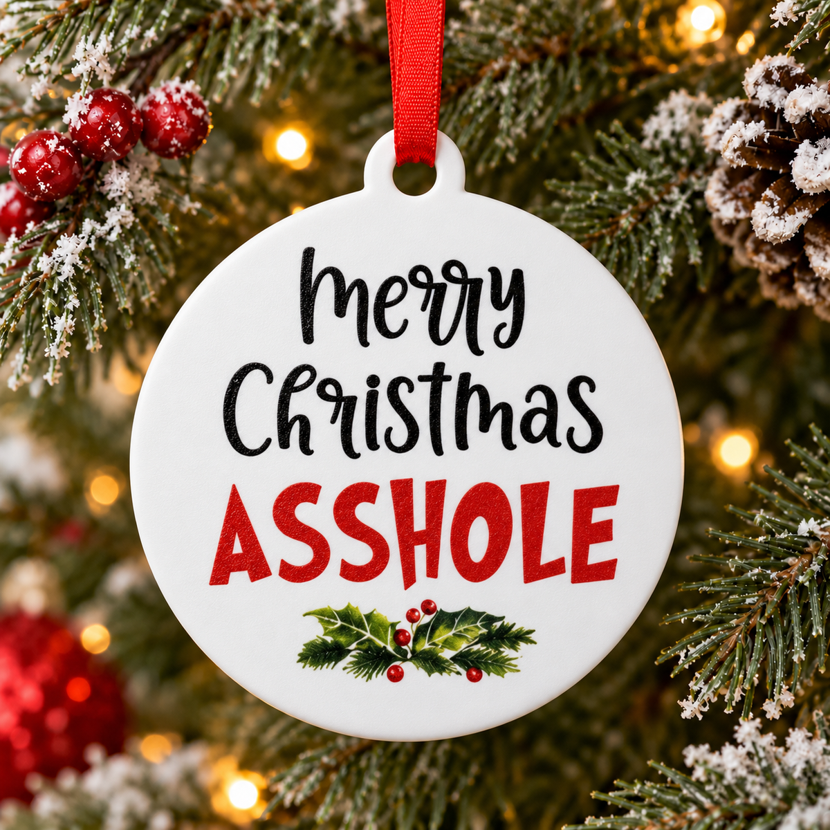 Merry Christmas Asshole Holiday Hanging Ornament