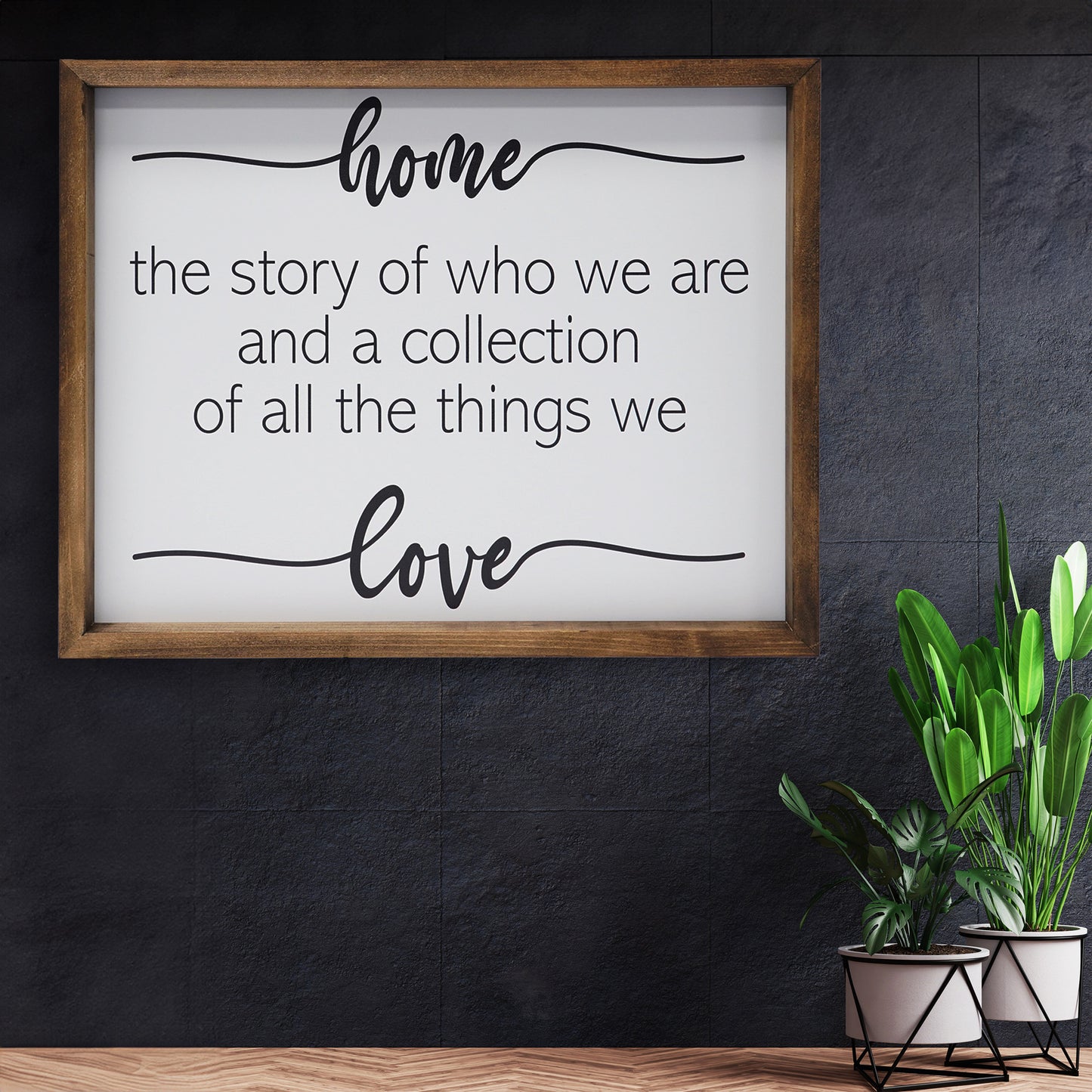 JennyGems Home the Story Of Who We Are and a Collection Of All the Things We Love Framed Wooden Sign, Family Wall Decor, 16 x 20, Farmhouse Love Sign