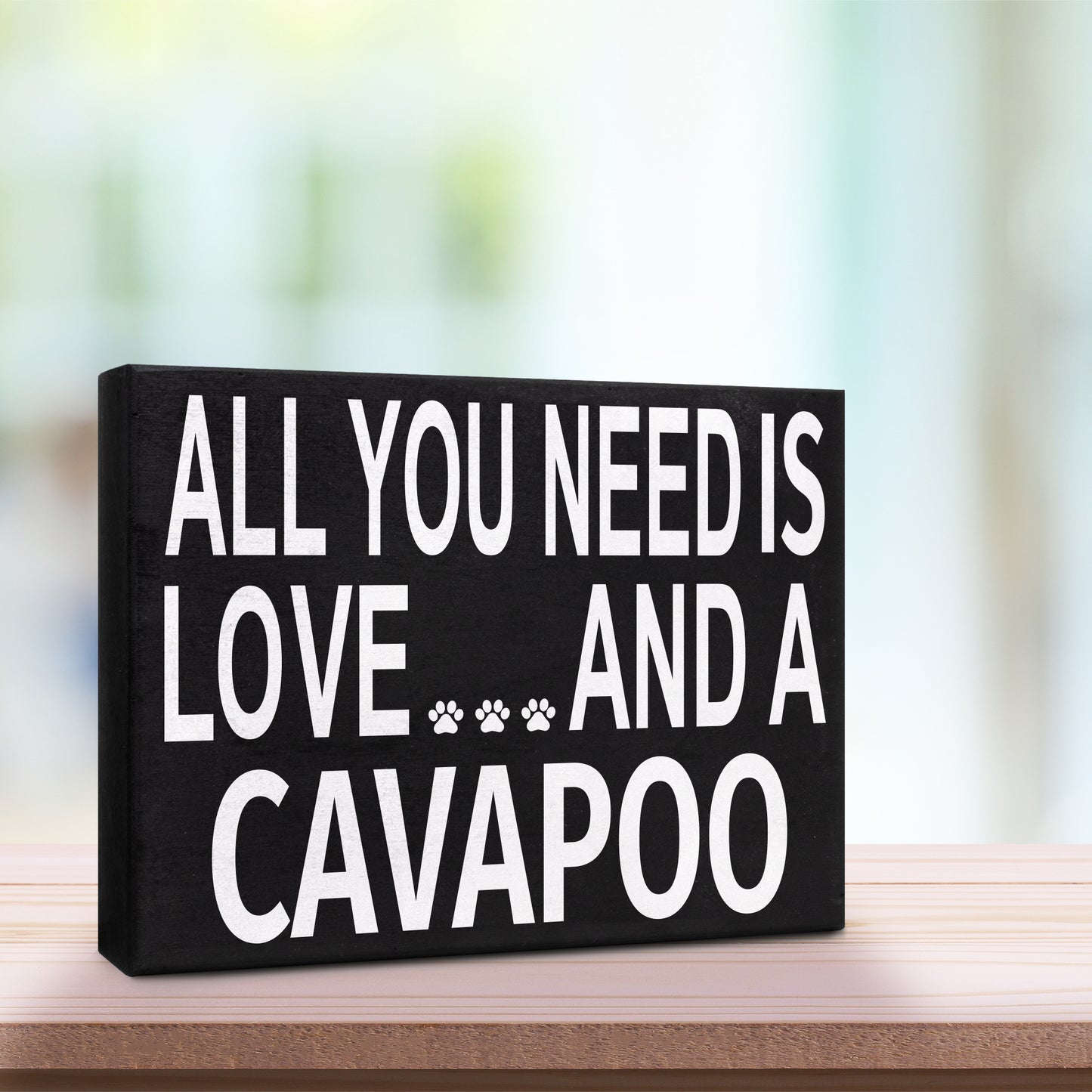 JennyGems Cavapoo Gifts, All You Need Is Love and a Cavapoo Wooden Sign, Cavapoo Dog Mom, Shelf Decor and Wall Hanging, Made in USA