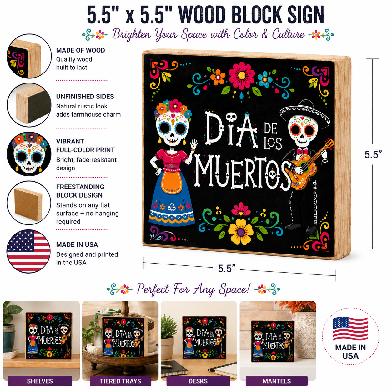 Day of the Dead Sign, Dia De Los Muertos Decor, Day of The Dead Decor, Halloween Decorations Day of the Dead Decorations Sugar Skulls Skeletons