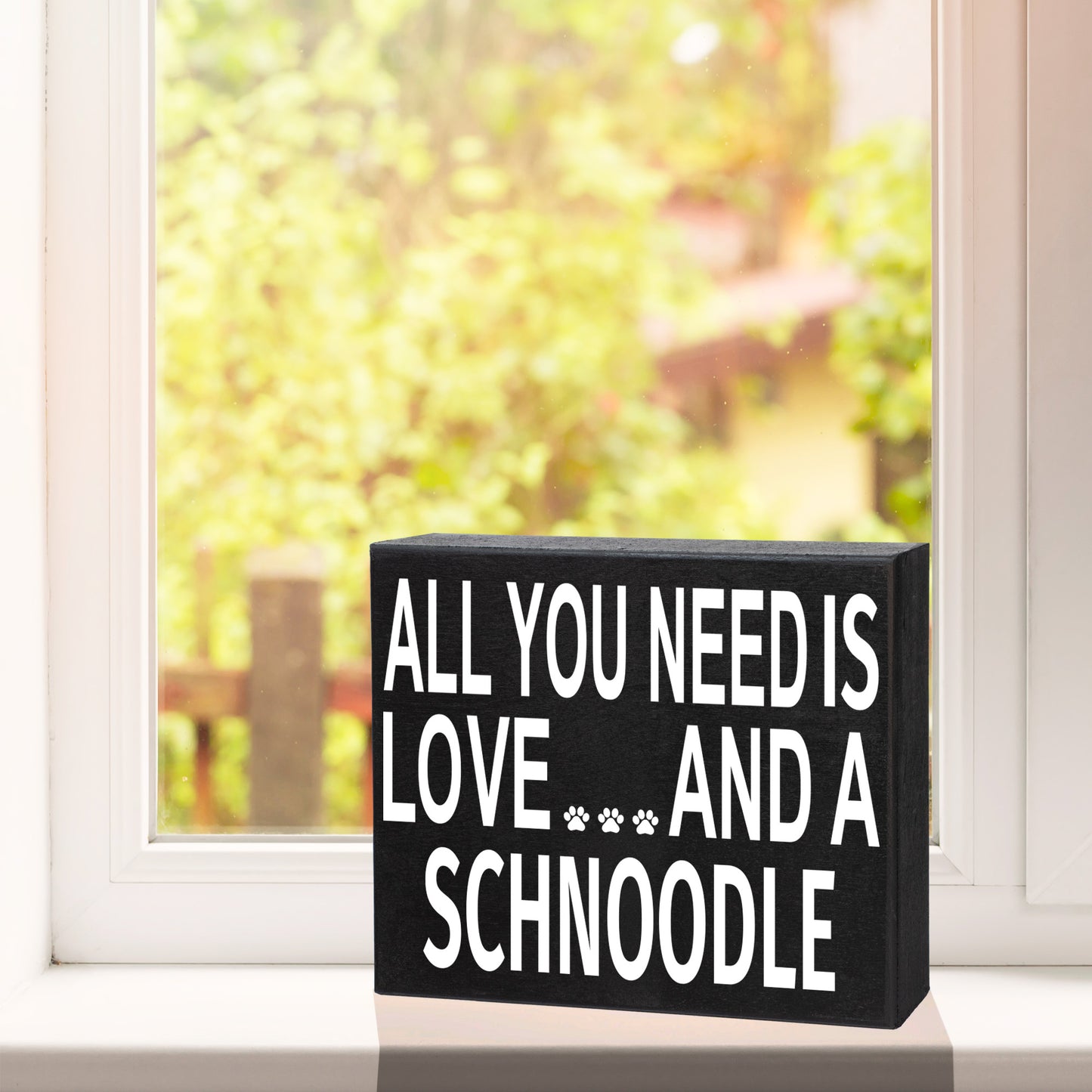 JennyGems All You Need is Love and a Schnoodle Wooden Sign