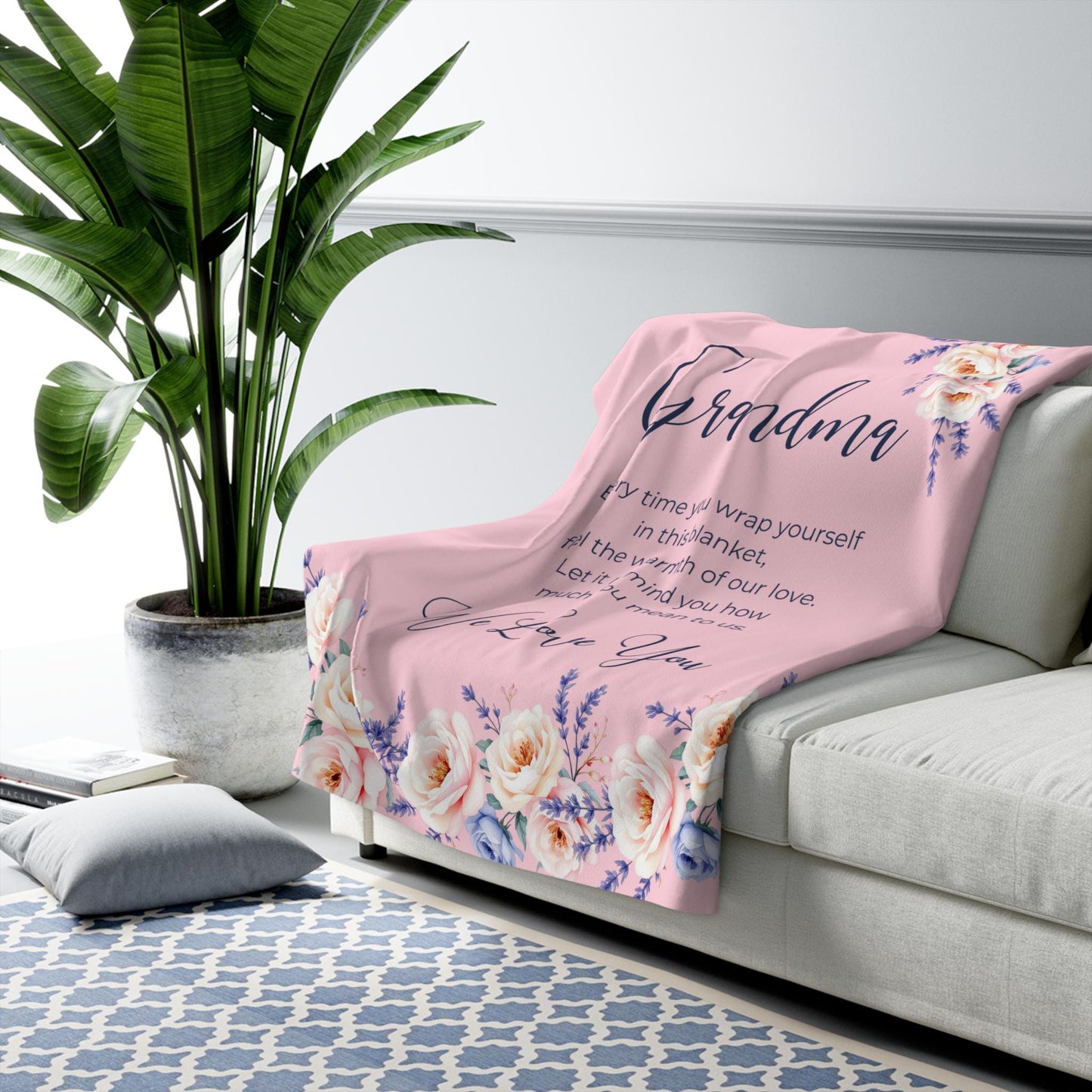 Heartfelt Grandma Sherpa Fleece Cozy Throw Blanket