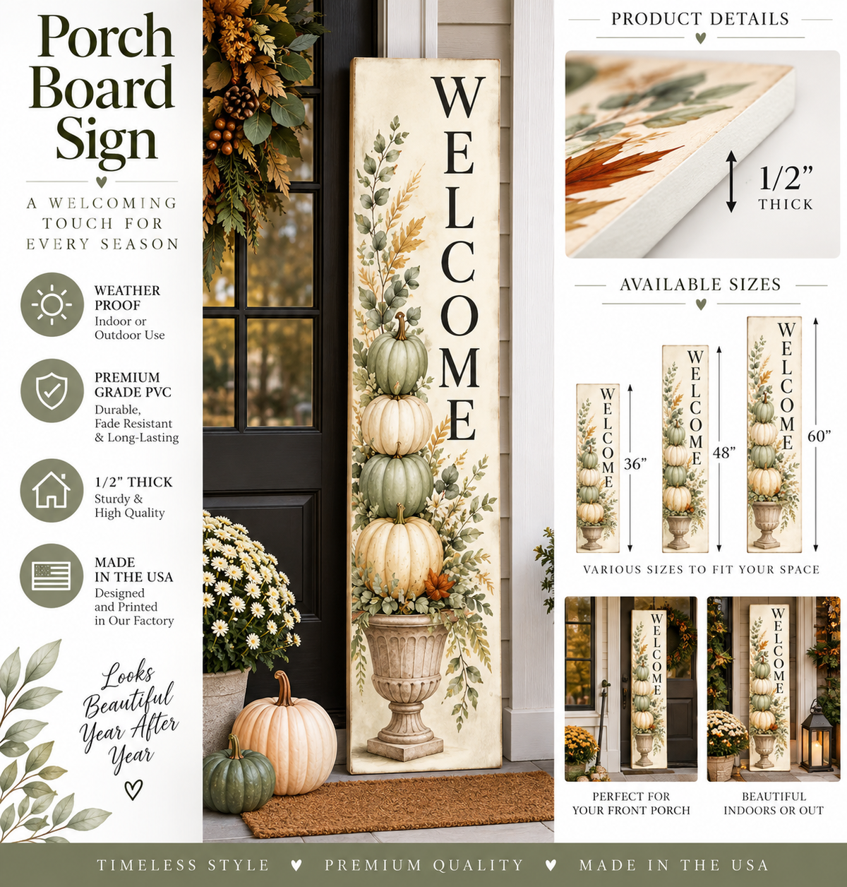 Welcome Fall Porch Board and Leaner Sign