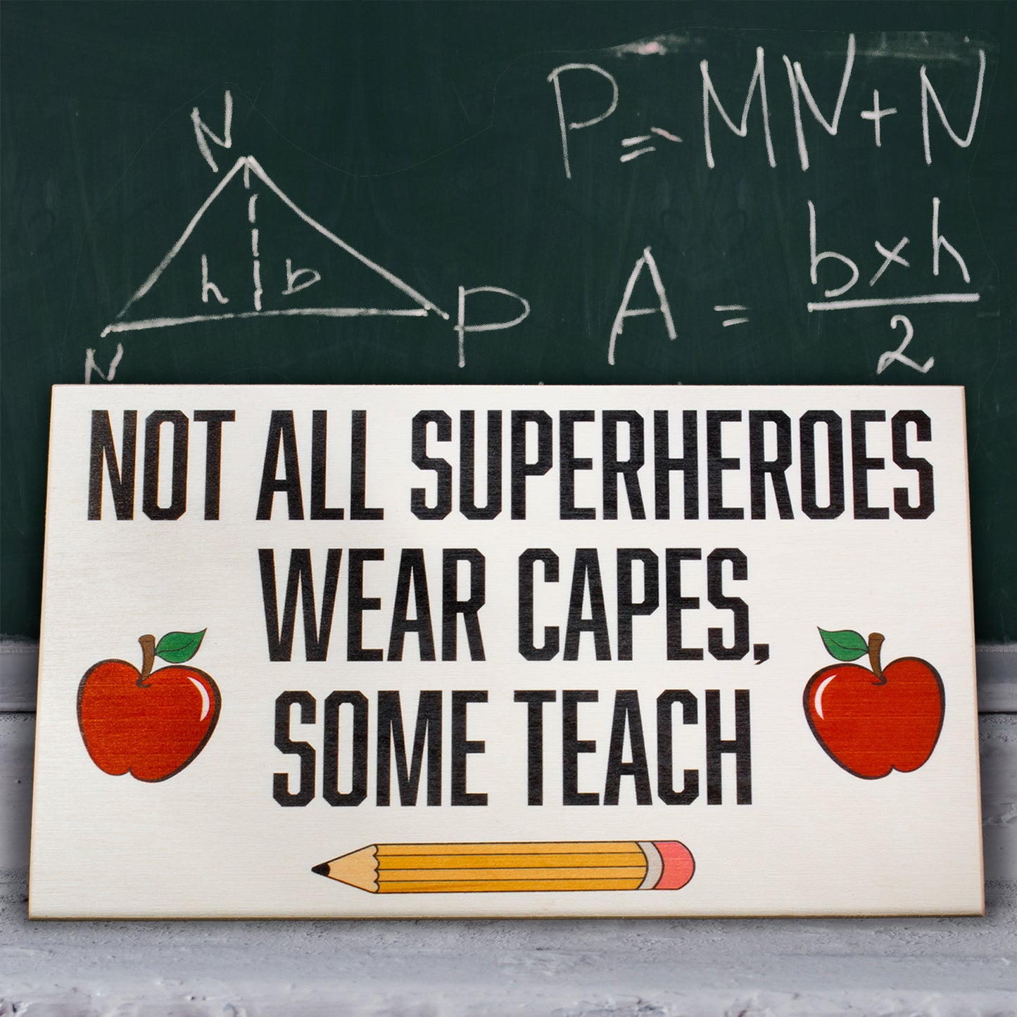 JennyGems Teacher Gifts, Not All Superheroes Wear Capes Some Teach Sign, Teacher Desk or Wall Art Sign, Teacher Appreciation Gifts, Gifts for Teachers, Teacher Plaques, 9.5x5.5 Inches, Made in USA