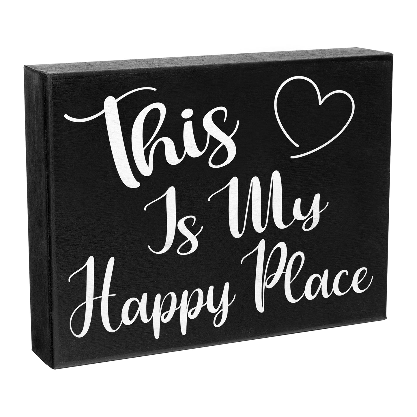 JennyGems Happy Place Gift Sign Plaque, 8x6 Inch Wood Wall Art, Housewarming Gifts, Birthday Gifts for Women, Inspirational Farmhouse Home Decor for Kitchen, Living Room, Bedroom