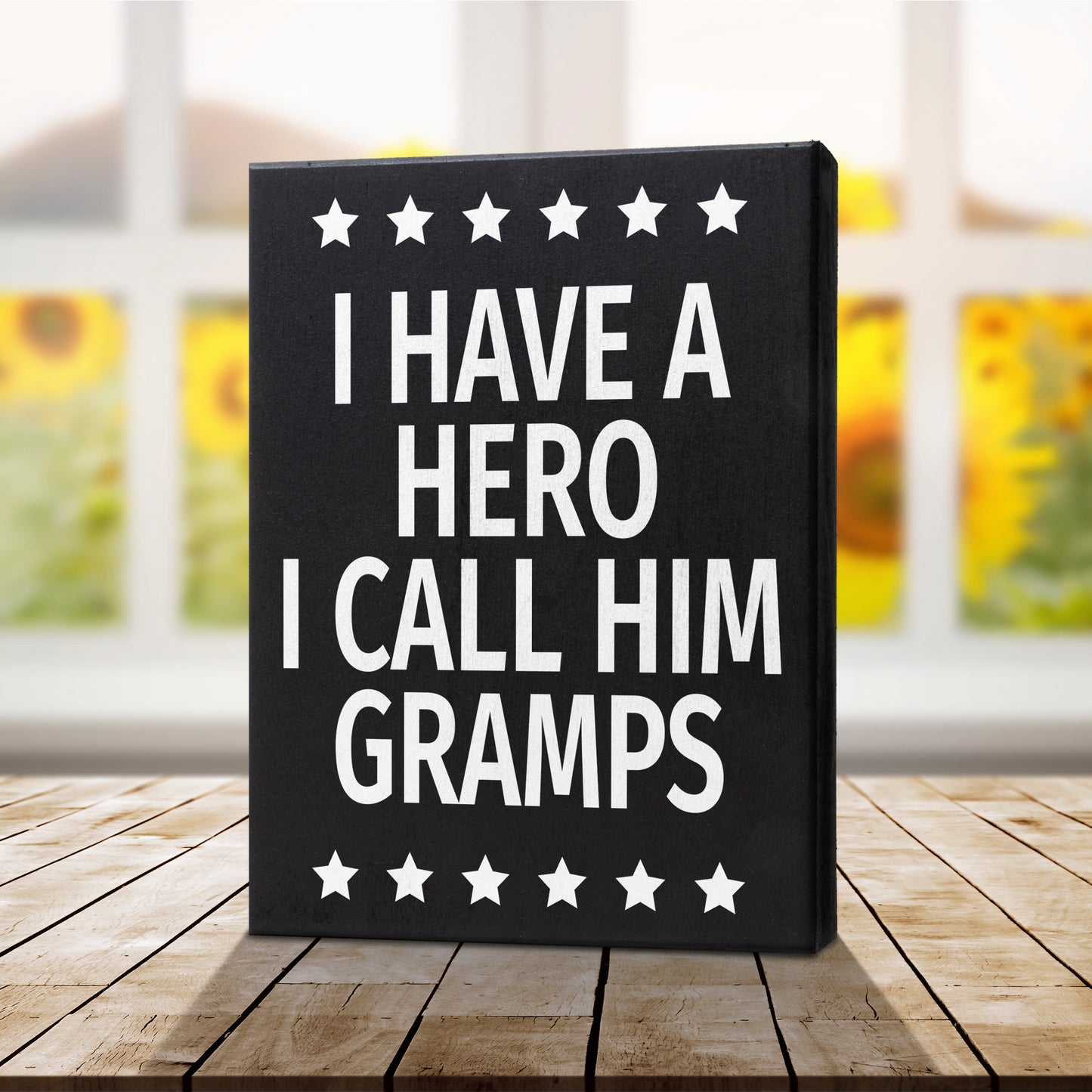 JennyGems Gramps Gifts from Grandson Granddaughter, Gifts for Gramps, I Have A Hero I Call Him Gramps Wood Sign, Gramps Plaque, Sentimental Gifts for Grandpa, Grandpa Birthday Gifts