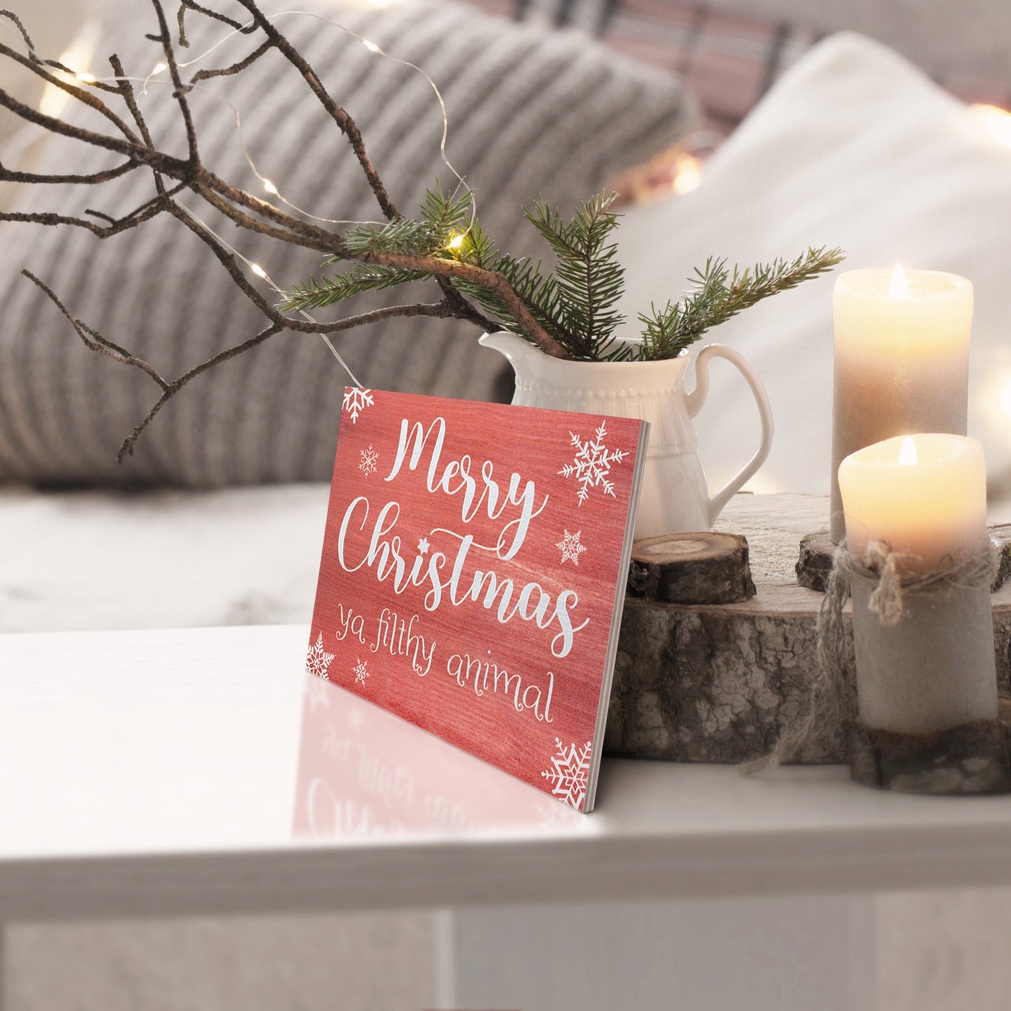 Merry Christmas Ya Filthy Animal Funny Wood Sign, Christmas Decorations, Holiday Decor, American Made