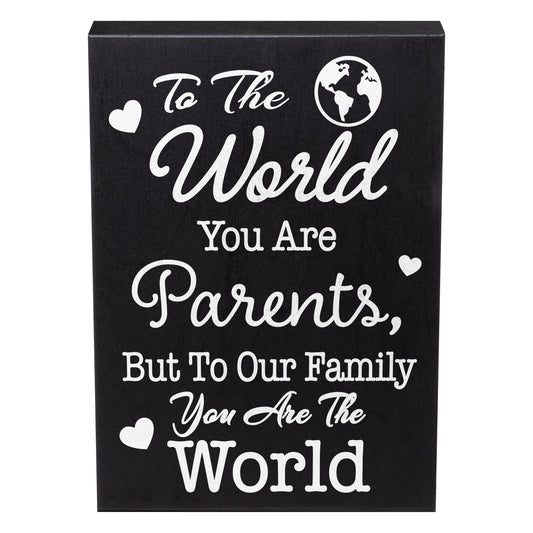 Parent Gifts for Anniversary, To the World You Are Parents Wood Sign, Gift for Parents, Mom and Dad Gift