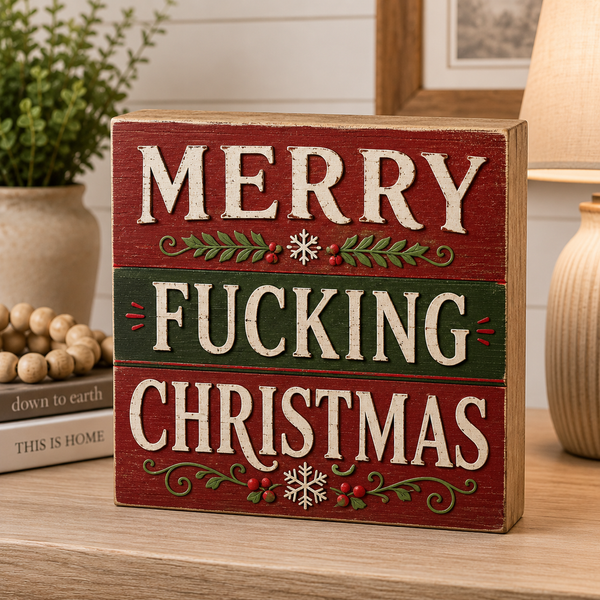 Merry Fucking Christmas Sign, Funny Inappropriate Decor