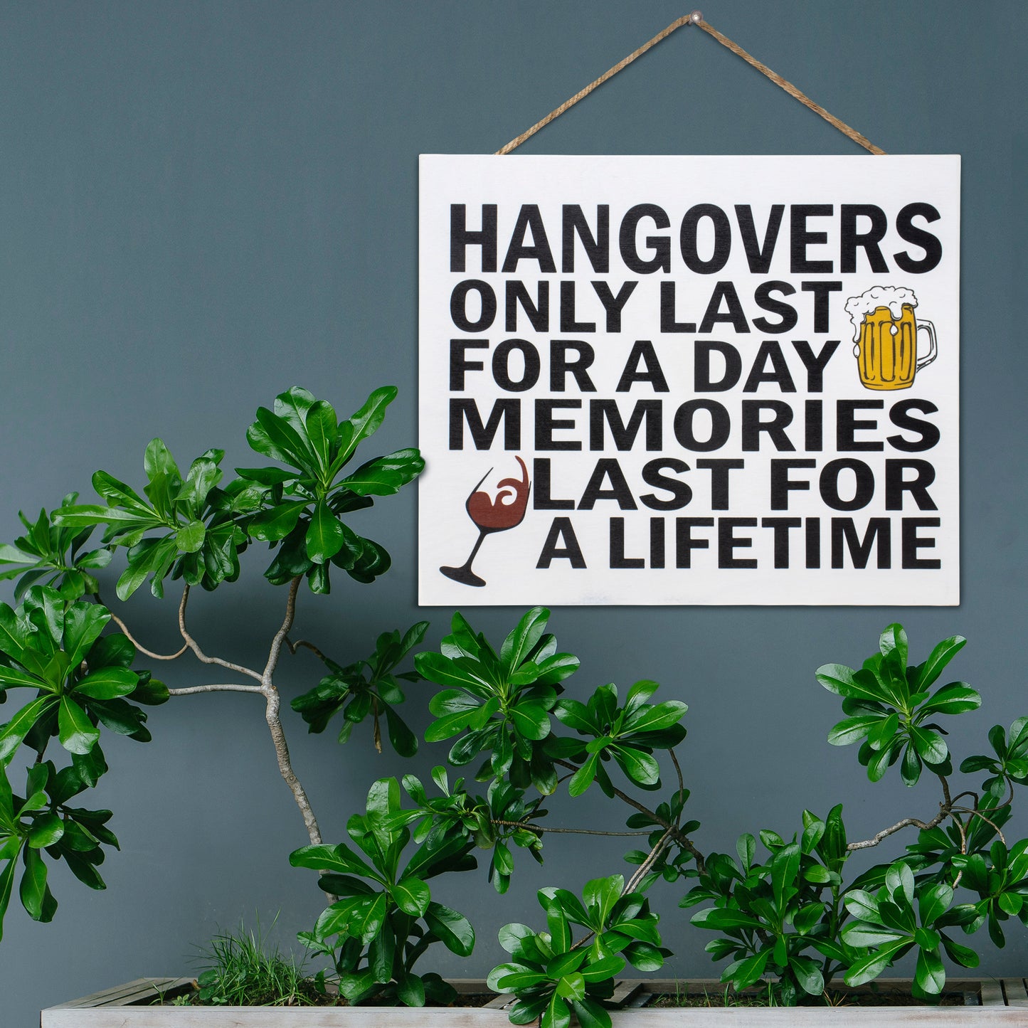 JennyGems Hangovers Only Last for a Day Memories Last for a Lifetime, American Made 10x12 inch Wall Hanging, Funny Bar Signs, Friendship Gifts, Home Bar Decor