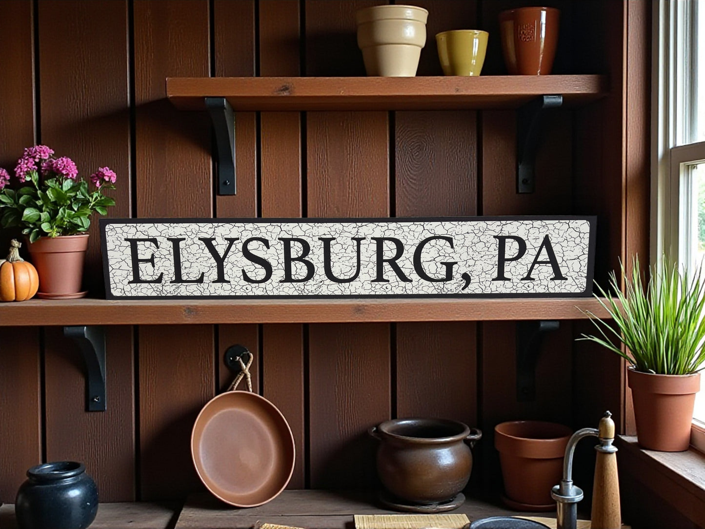 Elysburg, Pennsylvania Town Sign - Any Town Name Drop