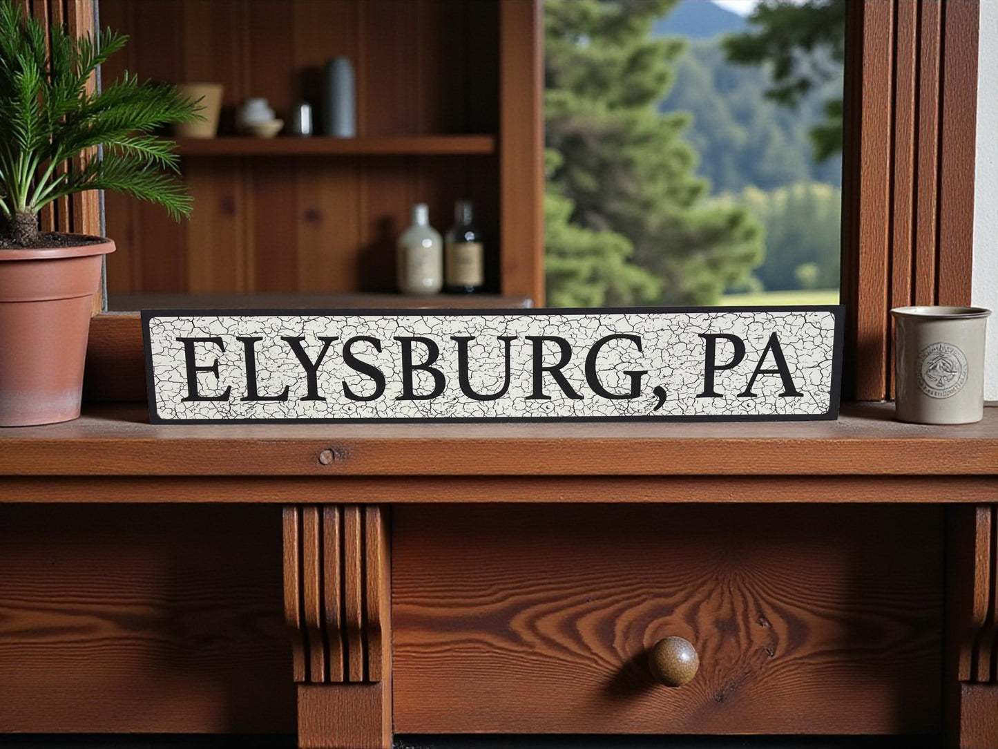 Elysburg, Pennsylvania Town Sign - Any Town Name Drop