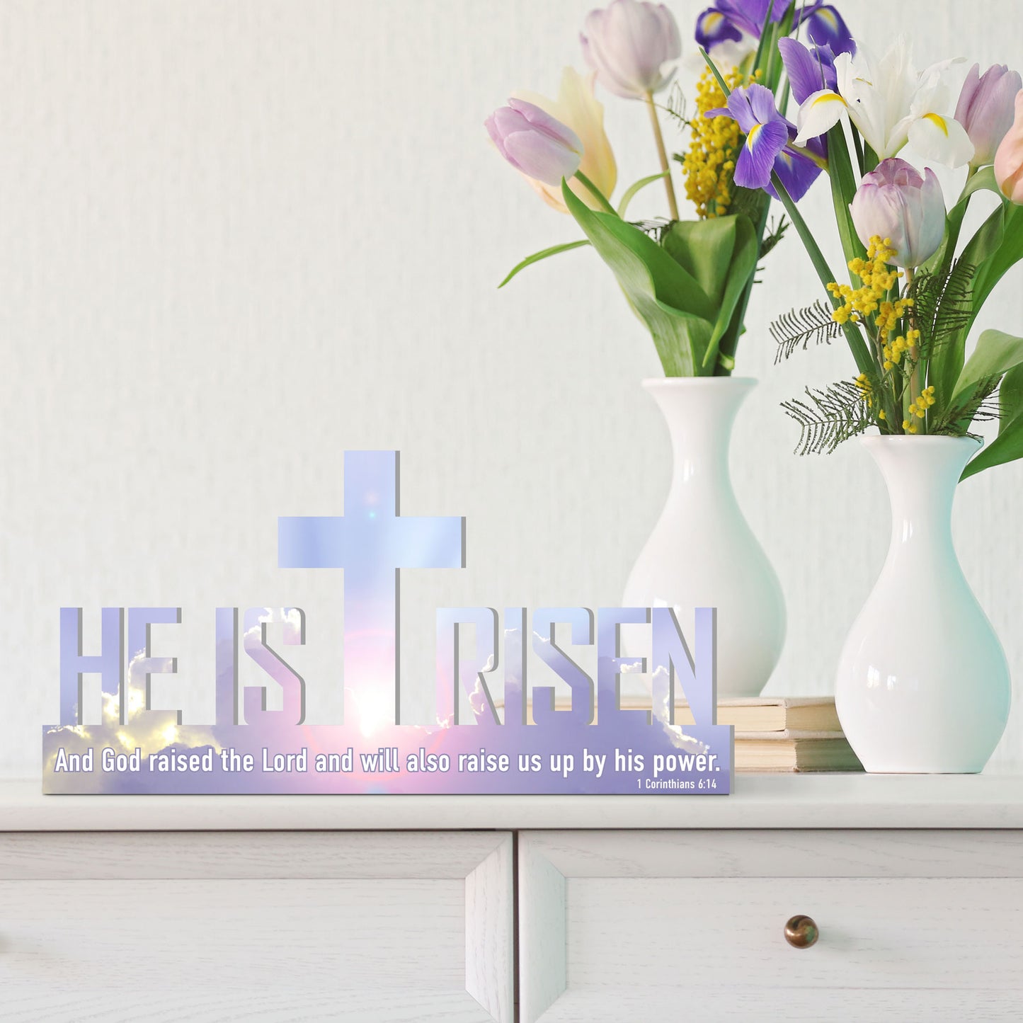 He Is Risen PVC Sign – Indoor & Outdoor Easter Decoration