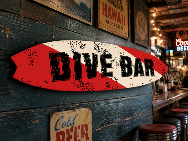Dive Bar Surfboard Decorative Indoor Outdoor Beach House Decor