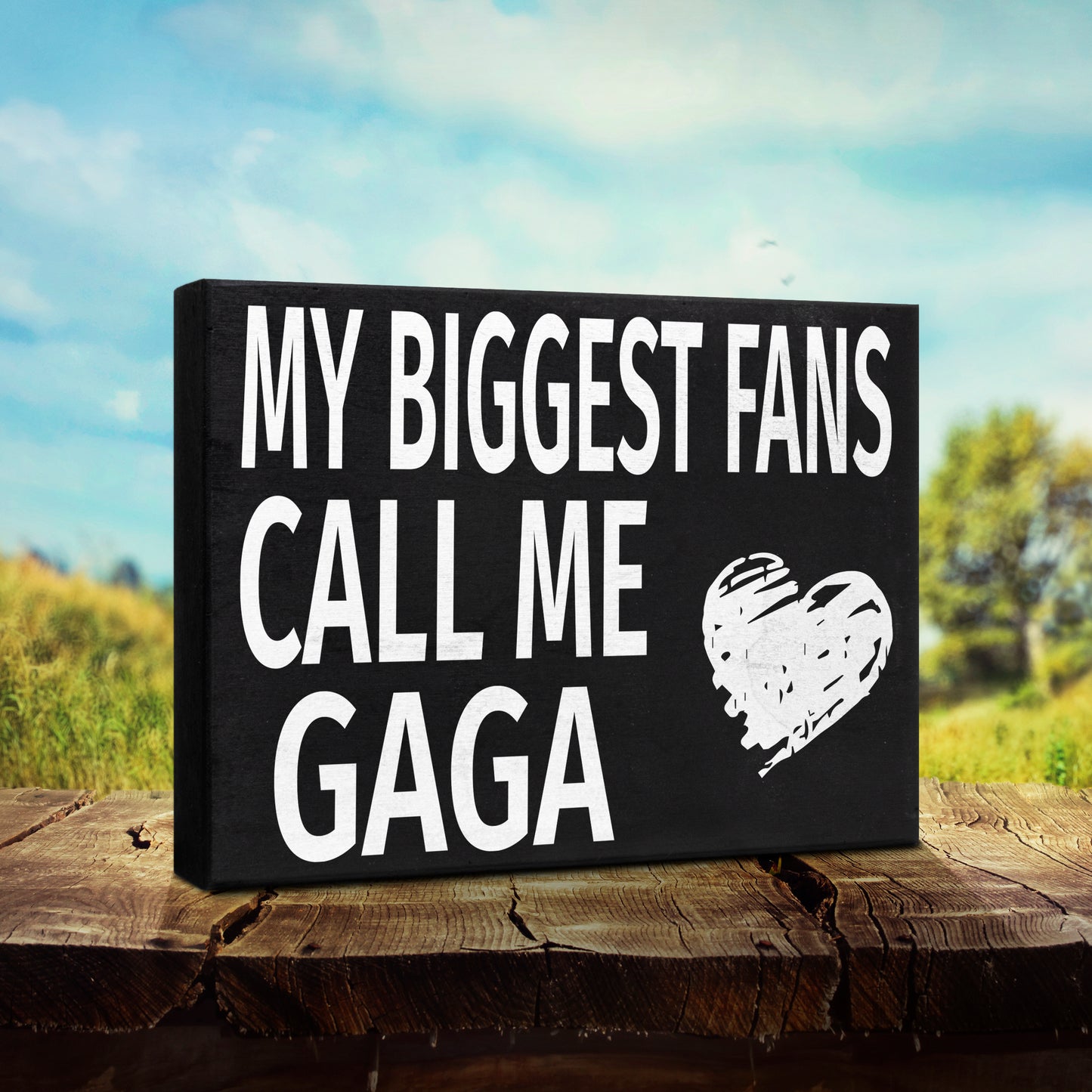 JennyGems Gifts for Gaga, Gaga Gifts from Granddaughter Grandson, My Biggest Fans Call Me Gaga Wooden Box Sign, Gaga Gifts for Christmas, Gaga Birthday Gifts from Grandkids