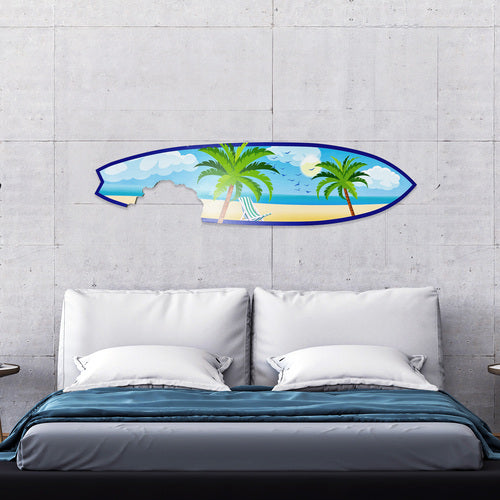 Outdoor Surfboard Wall Art, Beach Decor, Surfboard Sign Outside Inside, Weather Resistant PVC, 4 Foot