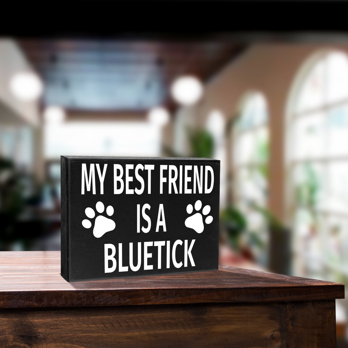 JennyGems Bluetick Coonhound Gifts, My Best Friend Is a Bluetick Wooden Sign, Bluetick Dog, Shelf Decor and Wall Hanging, Made in USA