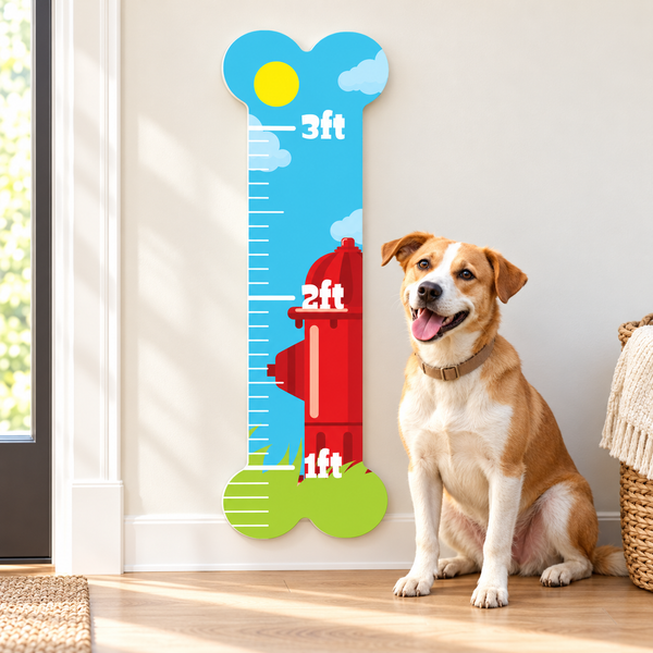 Dog Growth Chart Bone, Puppy Height Chart with Fire Hydrant Design, Dog Growth Tracker, New Dog Parent Gift, Personalization Option