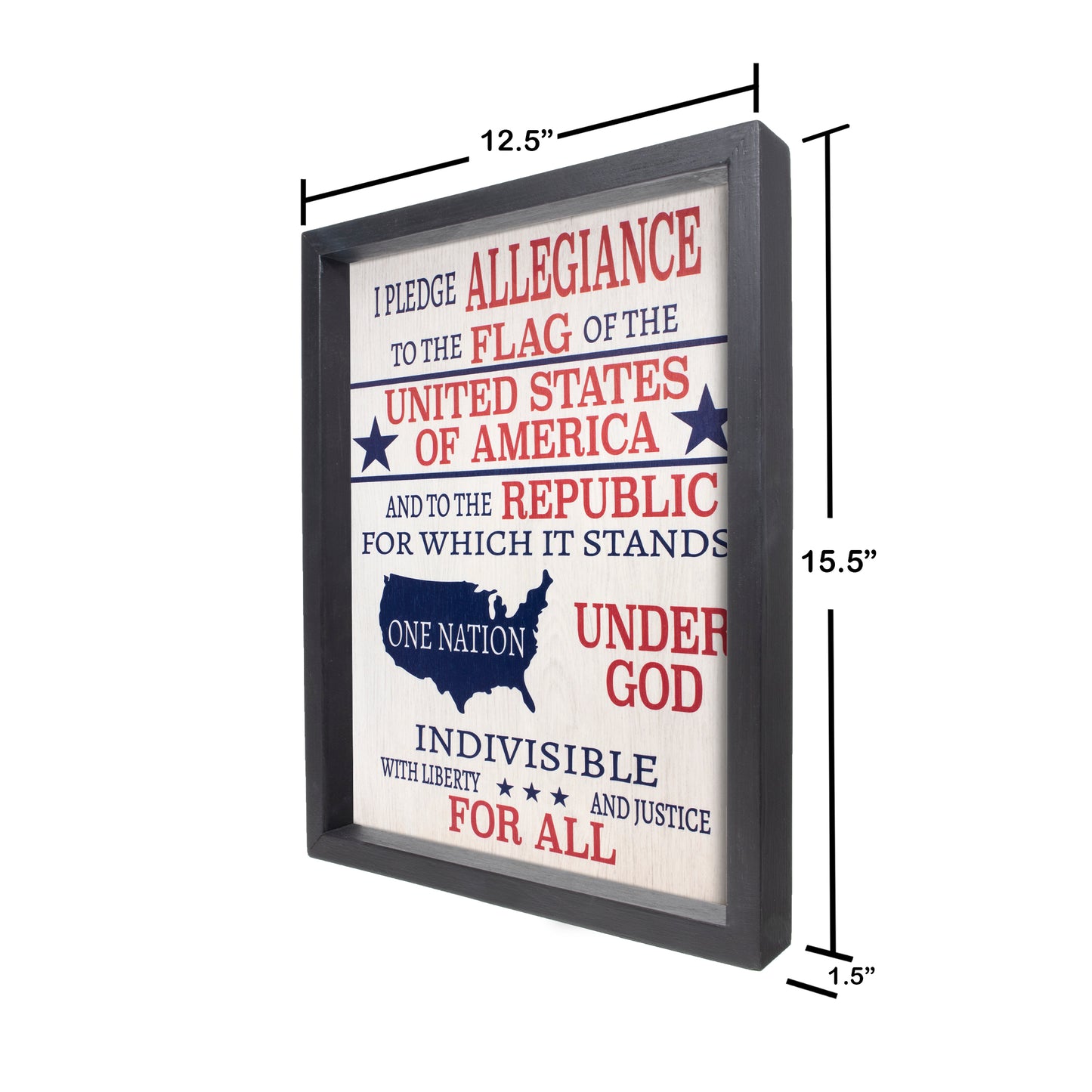 Pledge of Allegiance Patriotic Wood Sign - Framed American Decor Plaque | Inspirational Wall Art Made in USA