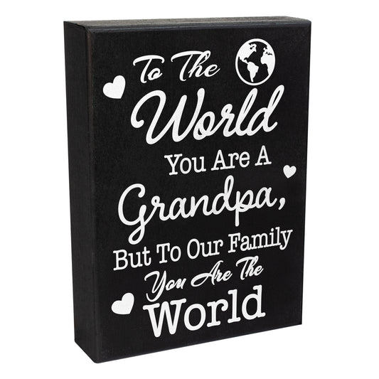JennyGems To the World You Are a Grandpa But To Our Family You Are the World, Grandpa Gifts Sign Decor Plaque, 6x8 Inch Wood Sign, Fathers Day Gifts, Grandpa Gifts From Grandchildren