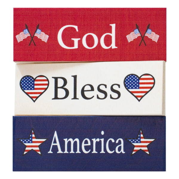 God Bless America 3-Piece Wooden Block Set