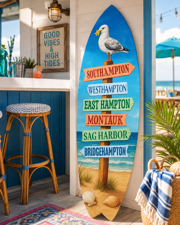 Montauk Surfboard Wall Sign Coastal Decor for Beach Houses