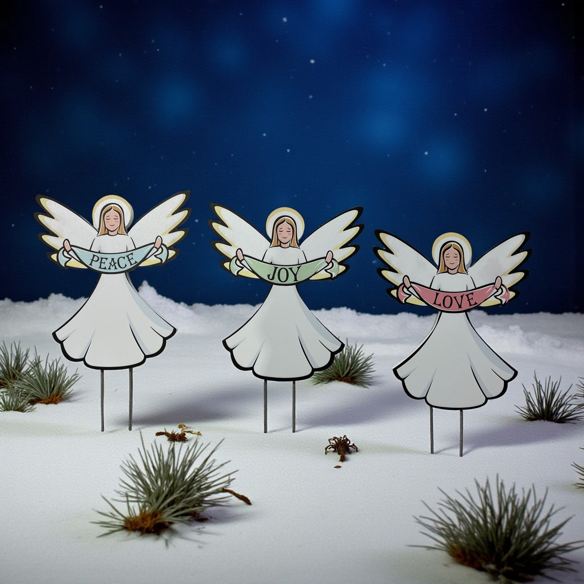 Christmas Angel Yard Signs Set of 3 - Outdoor Christmas Decor, Holiday Decor