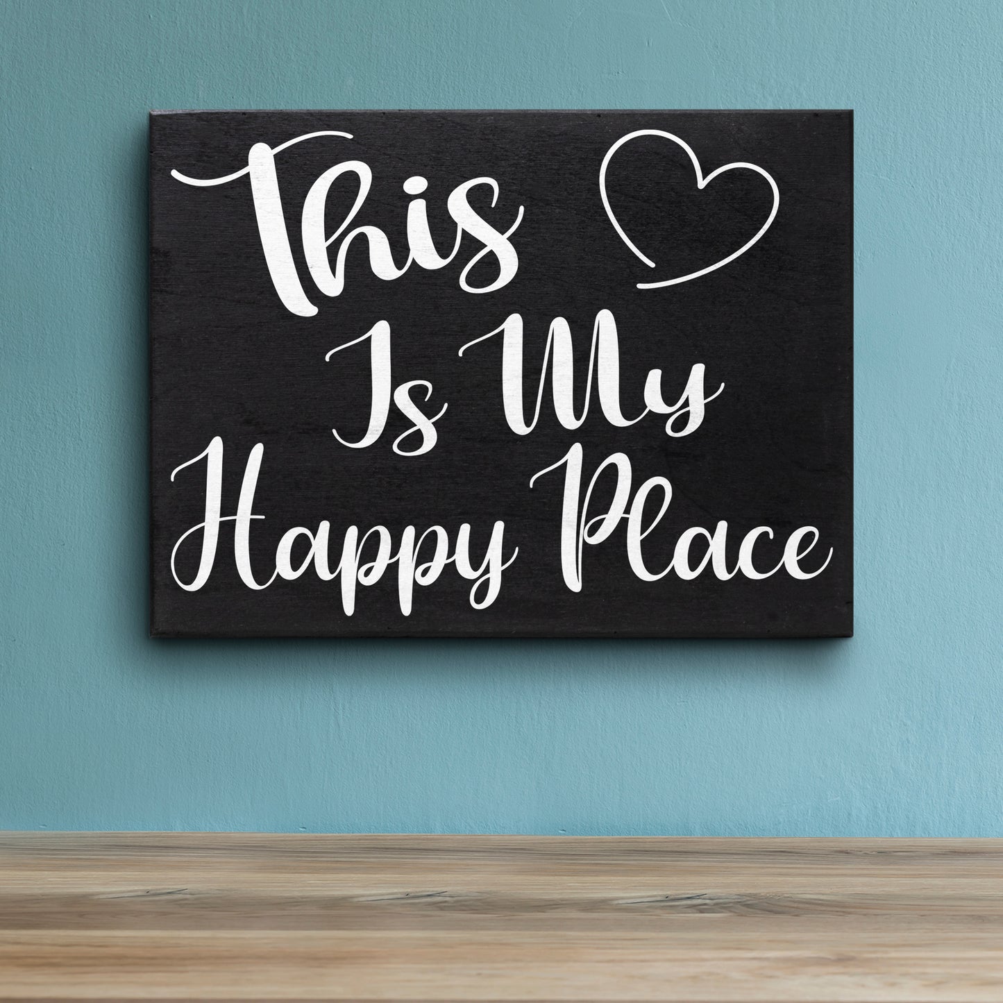 JennyGems Happy Place Gift Sign Plaque, 8x6 Inch Wood Wall Art, Housewarming Gifts, Birthday Gifts for Women, Inspirational Farmhouse Home Decor for Kitchen, Living Room, Bedroom