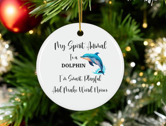 Funny Dolphin Christmas Ornament Haner, Spirit Animal