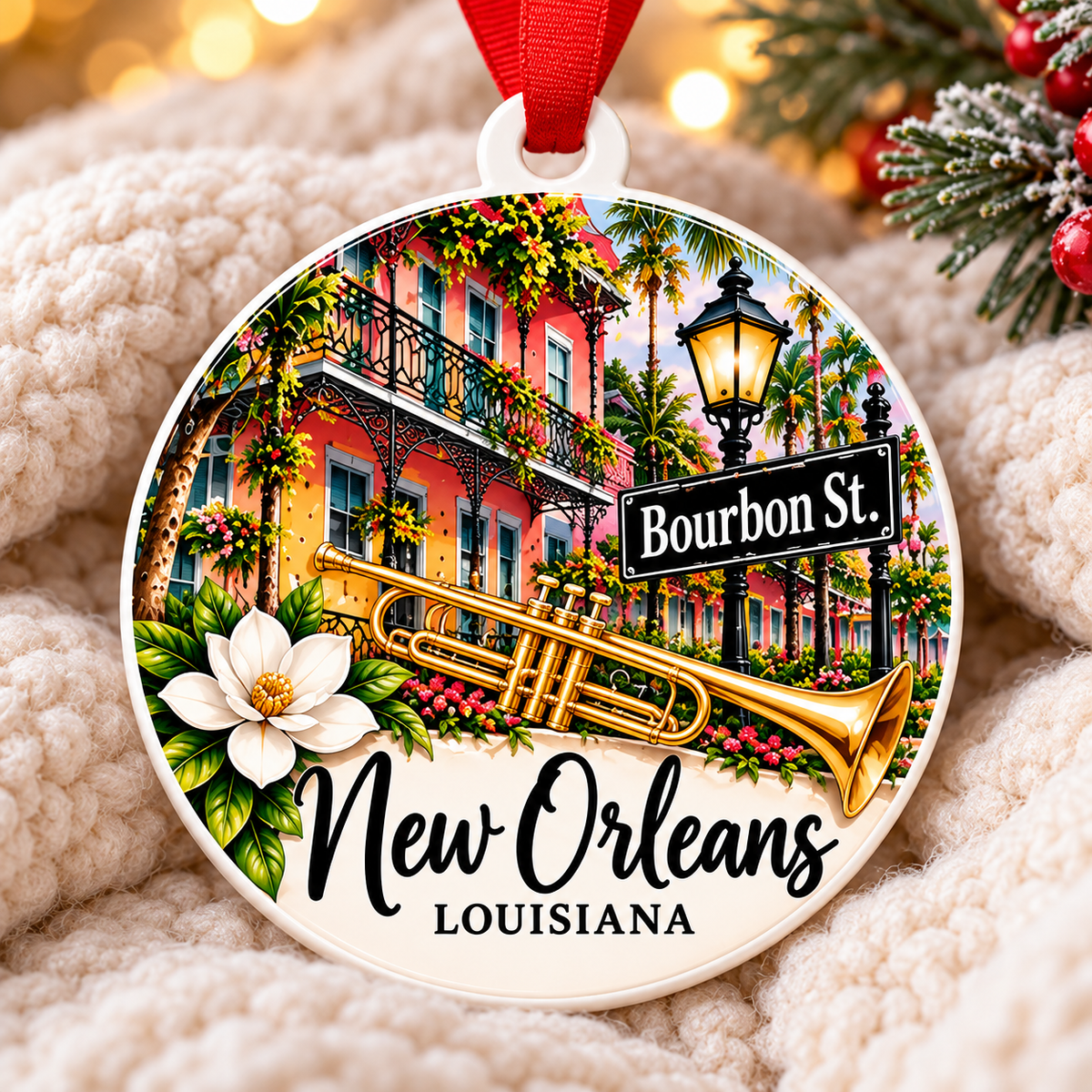 New Orleans Louisiana Christmas Ornament - PVC Travel Souvenir