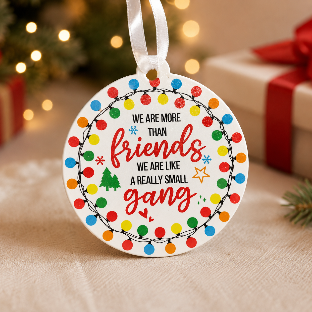 Best Friend Christmas Ornament – Funny Friendship Gift – More Than Friends Like a Small Gang – Holiday Keepsake for Besties