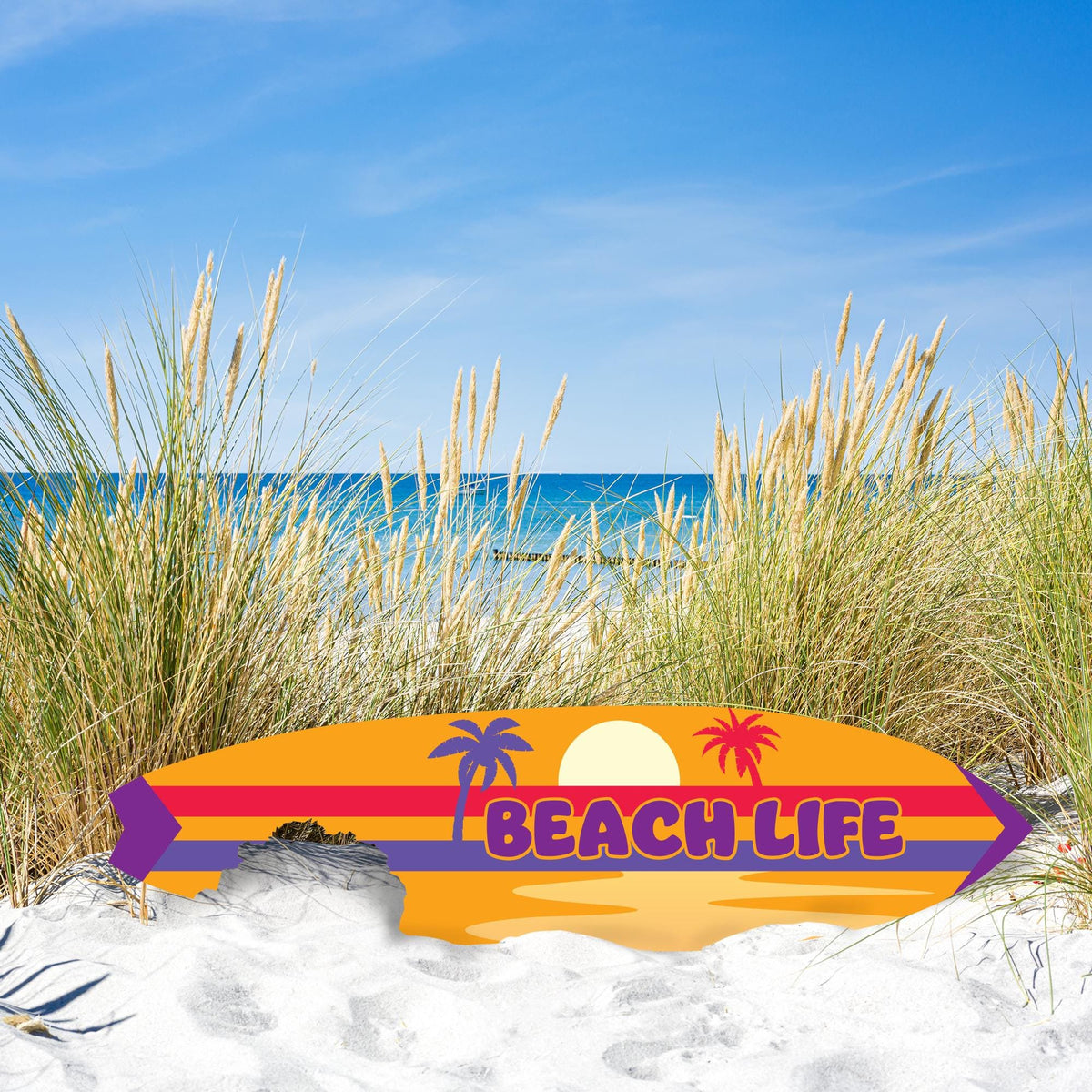Beach Life Shark Bite Surfboard Wall Art | JennyGems | Coastal Decor, Weather Re