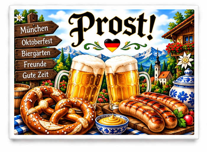German rectangular magnet white background