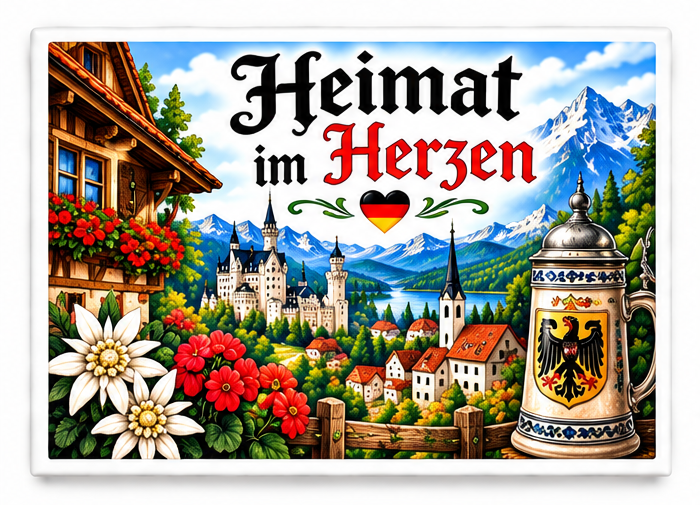 German rectangular magnet white background