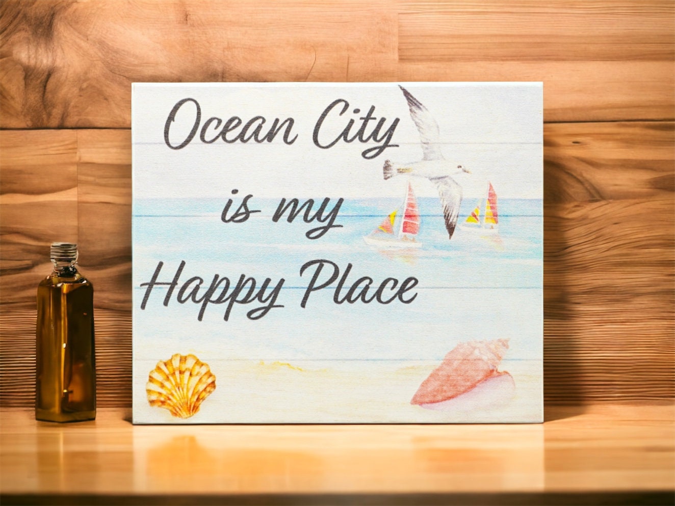 Ocean City Wood Sign: Coastal Beach House Decor