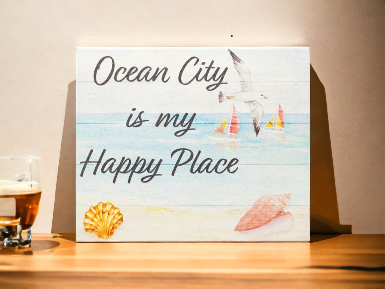 Ocean City Wood Sign: Coastal Beach House Decor