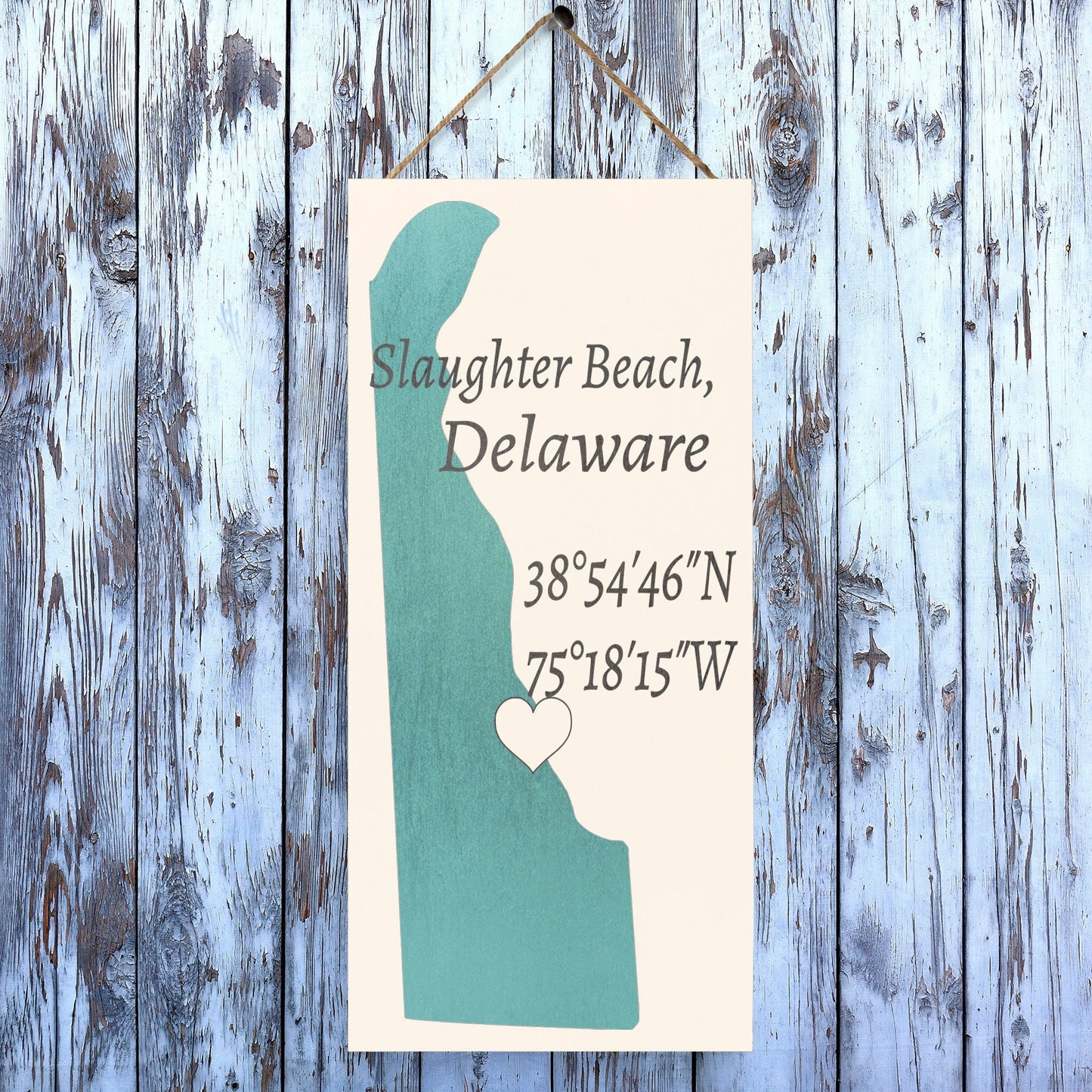 Slaughter Beach, Delaware Wood Sign: Nautical Home Decor