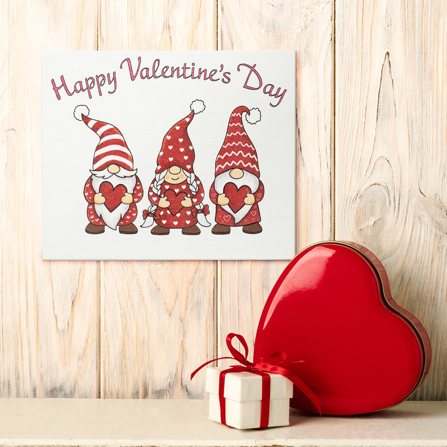 Valentines Gnomes Sign: Happy Valentine's Day Wooden Decor