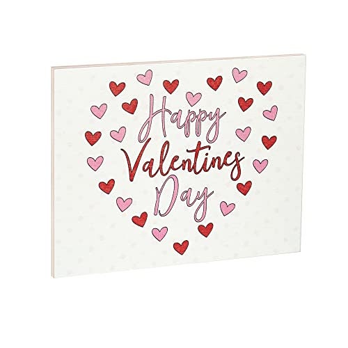 Happy Valentine's Day Wood Sign: Red & Pink Hearts Decor