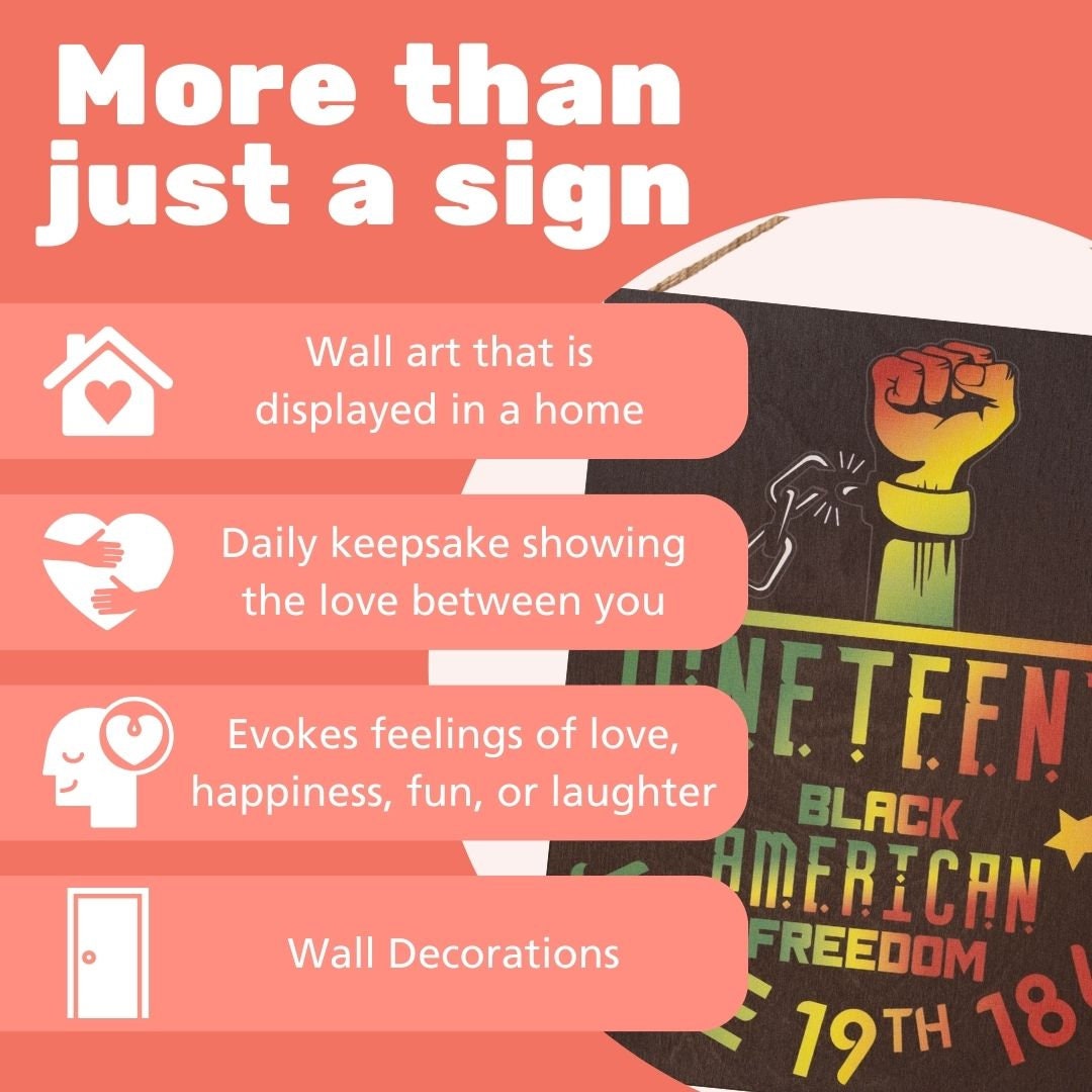 Juneteenth Wooden Sign: Black Independence Day Decor, African American Freedom Day, 1865
